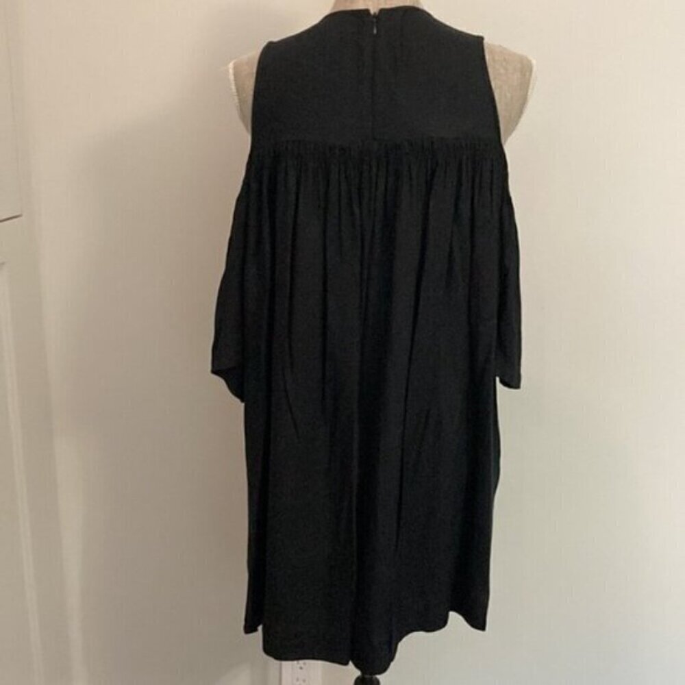 OAK + Fort Black Oversized Flowy Mini Dress Boho Festival Chic Minimalist - Picture 6 of 11